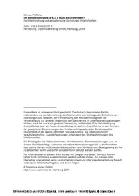 Abbildung von: Der Betriebsübergang (§ 613 a BGB) als Dealbreaker? - Diplomica Verlag