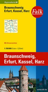 Abbildung von: Falk Regionalkarte Deutschland Blatt 8 Braunschweig, Erfurt, Harz 1:150 000 - FALK, OSTFILDERN