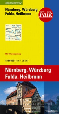 Abbildung von: Falk Regionalkarte Deutschland Blatt 12 Nürnberg, Würzburg, Fulda 1:150 000 - FALK, OSTFILDERN