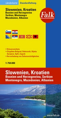 Abbildung von: Falk Länderkarte Slowenien, Kroatien, Bosnien und Herzegowina, Serbien 1:750 000 - FALK, OSTFILDERN
