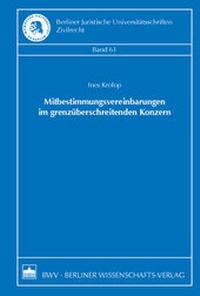 Abbildung von: Mitbestimmungsvereinbarungen im grenzüberschreitenden Konzern - Berliner Wissenschafts-Verlag