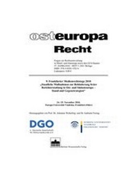 Abbildung von: 9. Frankfurter Medienrechtstage 2010 "Staatliche Maßnahmen zur Behinderung freier Berichterstattung in Ost- und Südeuropa - Stand und Gegenstrategien" - Berliner Wissenschafts-Verlag