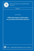 Abbildung von: Mitbestimmungsvereinbarungen im grenzüberschreitenden Konzern - Berliner Wissenschafts-Verlag