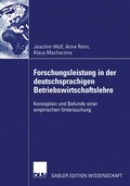 Cover: Forschungsleistung in der deutschsprachigen Betriebswirtschaftslehre - Deutscher Universit&auml;tsverlag