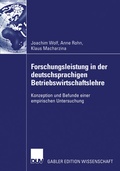 Cover: Forschungsleistung in der deutschsprachigen Betriebswirtschaftslehre - Deutscher Universit&auml;tsverlag