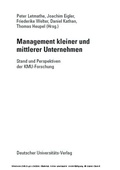 Cover: Management kleiner und mittlerer Unternehmen - Deutscher Universit&auml;tsverlag