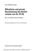 Cover: &Ouml;ffentliche und private Durchsetzung des Kartellverbots von Art. 81 EG - Deutscher Universit&auml;tsverlag