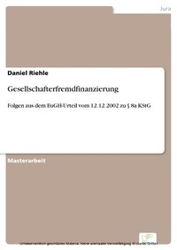Abbildung von: Gesellschafterfremdfinanzierung - diplom.de