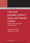 Cover: "Lied und popul&auml;re Kultur - Song and Popular Culture 56 (2011). Jahrbuch des Deutschen Volksliedarchivs Freiburg
56. Jahrgang - 2011. Original und Kopie - Original and Copy" - Waxmann Verlag GmbH