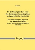 Bild: Die Einführung des Euro unter den Gesichtspunkten vertraglicher und geldrechtlicher Kontinuität - Logos Berlin