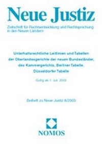 Abbildung von: Unterhaltsrechtliche Leitlinien und Tabellen der Oberlandesgerichte der neuen Bundesländer, des Kammergerichts, Berliner Tabelle, Düsseldorfer Tabelle - Nomos
