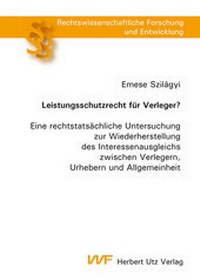 Abbildung von: Leistungsschutzrecht für Verleger? - utzverlag GmbH