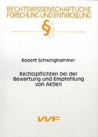 Abbildung von: Rechtspflichten bei der Bewertung und Empfehlung von Aktien - utzverlag GmbH