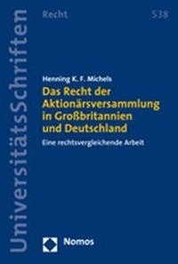 Abbildung von: Das Recht der Aktionärsversammlung in Großbritannien und Deutschland - Nomos