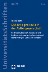Abbildung von: Die actio pro socio in der Aktiengesellschaft - Nomos