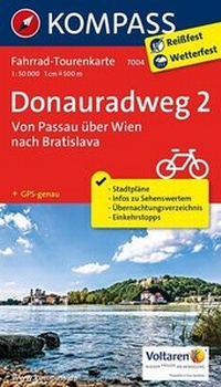 Abbildung von: Fahrrad-Tourenkarte Donauradweg 2, Von Passau über Wien nach Bratislava - KOMPASS-Karten