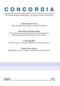 Cover: Concordia - Internationale Zeitschrift f&uuml;r Philosophie Heft 52 - Verlag G&uuml;nter Mainz