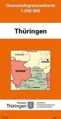 Abbildung von: Gemeindegrenzkarte Thüringen 1:250 000 - Thüringer Landesamt für Bodenmanagement und Geoinformation