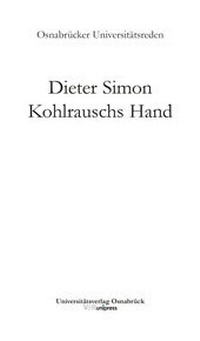 Abbildung von: Kohlrauschs Hand - Brill Deutschland