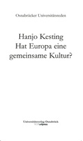 Cover: Hat Europa eine gemeinsame Kultur? - Brill Deutschland