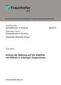 Cover: Einfluss der Mahlung auf die Stabilit&auml;t von B&ouml;hmit in w&auml;ssrigen Suspensionen - Fraunhofer Verlag