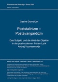 Cover: Poststalinizm - Postavangardizm - Peter Lang Verlag