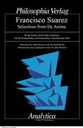 Cover: Francisco Suarez Selections from De Anima - Philosophia Verlag
