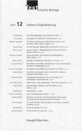 Cover: Text. Kritische Beitr&auml;ge / Text. Kritische Beitr&auml;ge. Edition & Digitalisierung - Stroemfeld