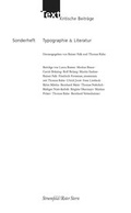 Cover: Text. Kritische Beitr&auml;ge / Typographie & Literatur - Stroemfeld