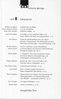 Cover: Text. Kritische Beitr&auml;ge / Editionskritik - Stroemfeld