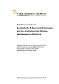 Cover: Ausl&auml;ndische E-Government-Strategien und ihre institutionellen Rahmenbedingungen im &Uuml;berblick - Hans-Bredow-Institut