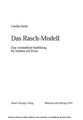Cover: Das Rasch-Modell - Edition Rainer Hampp