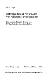 Abbildung von: Heterogenität und Performance von Forschernachwuchsgruppen - Edition Rainer Hampp