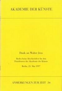 Enlarge image Cover: Dank an Walter Jens - Akademie der Künste, Berlin