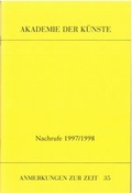 Cover: Nachrufe 1997/1998 - Akademie der K&uuml;nste, Berlin