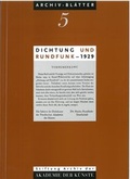 Cover: Dichtung und Rundfunk - 1929 - Akademie der K&uuml;nste, Berlin