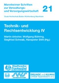 Cover: Technik- und Rechtsentwicklung IV - Centaurus Verlag & Media