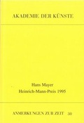 Cover: Hans Mayer - Akademie der K&uuml;nste, Berlin