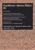 Cover: Frankfurter Adorno Bl&auml;tter III - edition text + kritik