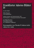 Cover: Frankfurter Adorno Bl&auml;tter IV - edition text + kritik