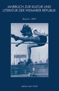 Cover: JAHRBUCH ZUR KULTUR UND LITERATUR DER WEIMARER REPUBLIK - edition text + kritik