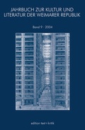 Cover: JAHRBUCH ZUR KULTUR UND LITERATUR DER WEIMARER REPUBLIK - edition text + kritik