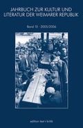 Cover: JAHRBUCH ZUR KULTUR UND LITERATUR DER WEIMARER REPUBLIK - edition text + kritik