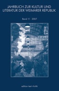 Cover: JAHRBUCH ZUR KULTUR UND LITERATUR DER WEIMARER REPUBLIK - edition text + kritik