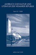 Cover: JAHRBUCH ZUR KULTUR UND LITERATUR DER WEIMARER REPUBLIK - edition text + kritik