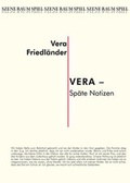 Cover: Vera - Sp&auml;te Notizen - trafo Literaturverlag