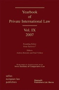 Cover: Yearbook of Private International Law - Sellier European Law Publishers