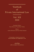 Cover: Yearbook of Private International Law - Sellier European Law Publishers