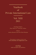 Cover: Yearbook of Private International Law - Sellier European Law Publishers