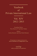 Cover: Yearbook of Private International Law - Sellier European Law Publishers